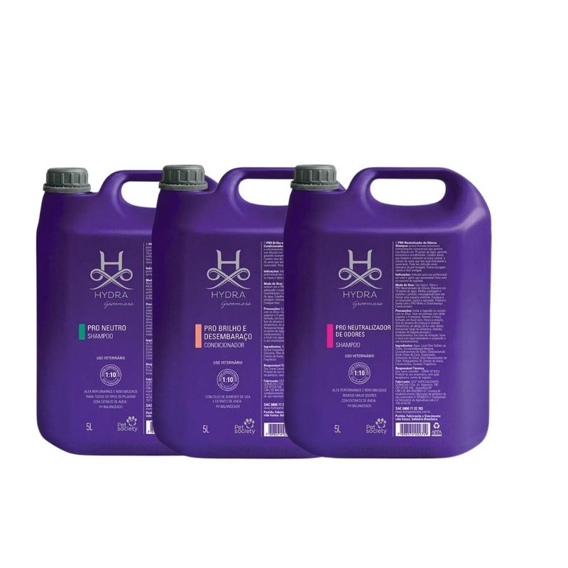Hydra-Groomers-Pro-Condic.-Brilho-E-Desembaraco---Shampoo-Neutralizador---Shampoo-Neutro-5L